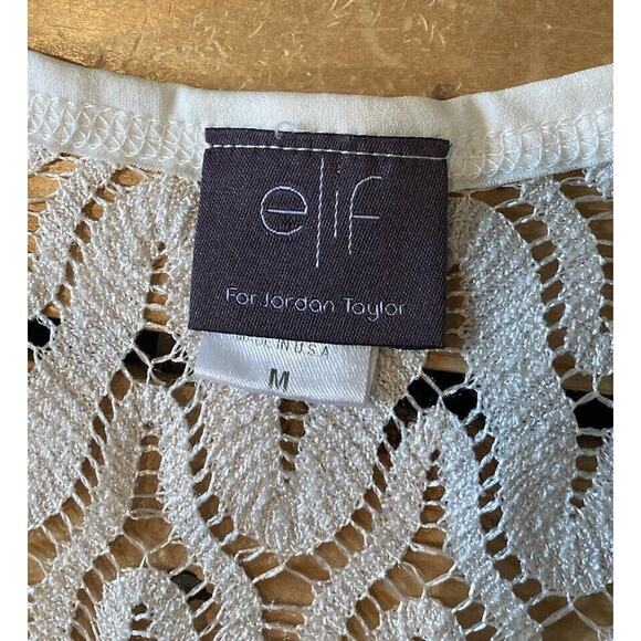 Elif Jordan Taylor Lace Flare Sleeve Top Size Medium Women’s Ivory - Picture 3 of 8